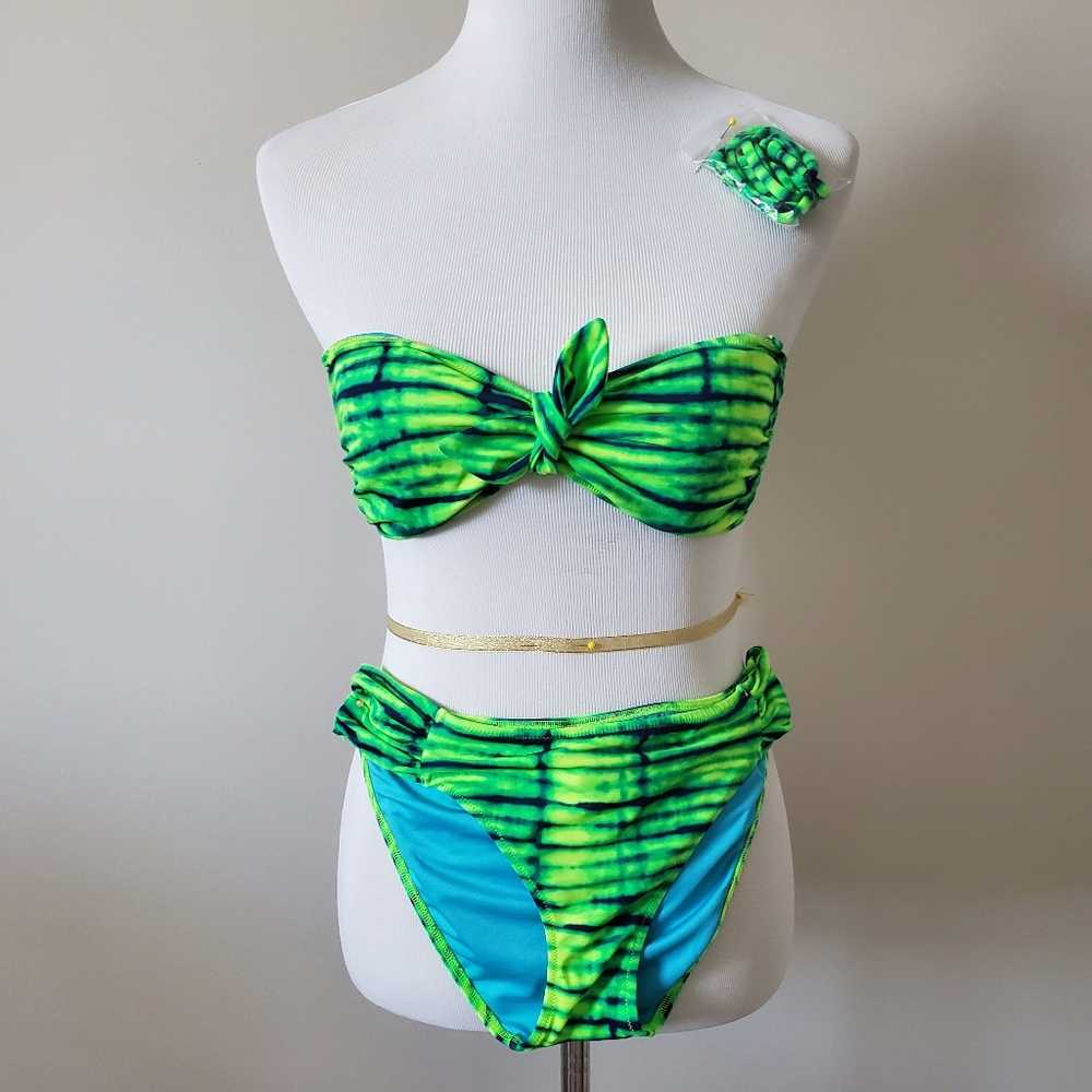 Strapless Neon Green Bikini Set